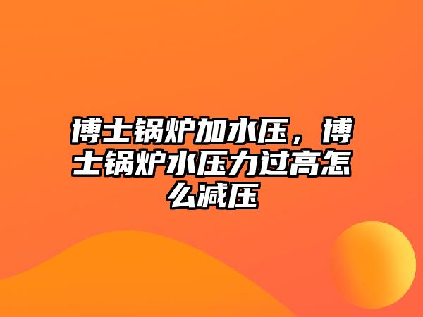 博士鍋爐加水壓，博士鍋爐水壓力過高怎么減壓