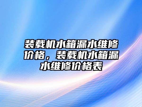 裝載機(jī)水箱漏水維修價(jià)格，裝載機(jī)水箱漏水維修價(jià)格表