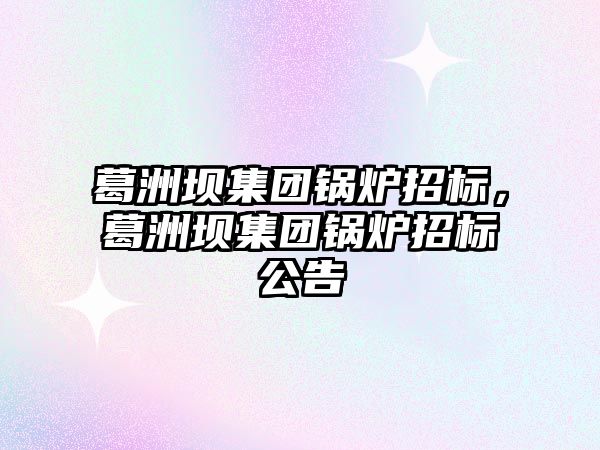 葛洲壩集團鍋爐招標，葛洲壩集團鍋爐招標公告