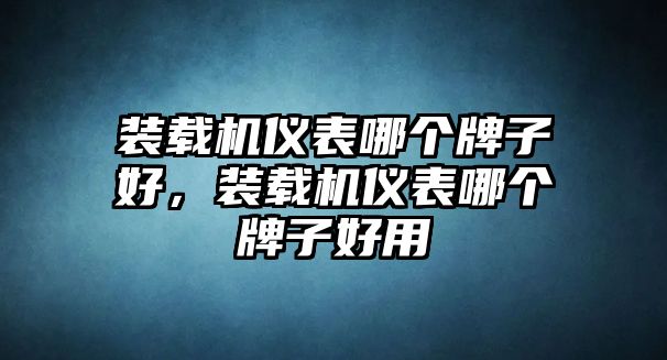 裝載機儀表哪個牌子好，裝載機儀表哪個牌子好用