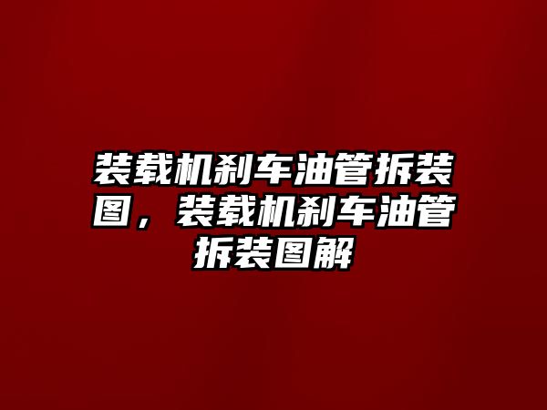 裝載機(jī)剎車油管拆裝圖，裝載機(jī)剎車油管拆裝圖解