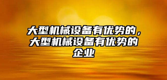 大型機械設備有優(yōu)勢的，大型機械設備有優(yōu)勢的企業(yè)