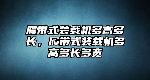 履帶式裝載機多高多長，履帶式裝載機多高多長多寬