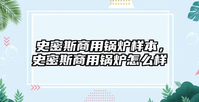 史密斯商用鍋爐樣本，史密斯商用鍋爐怎么樣