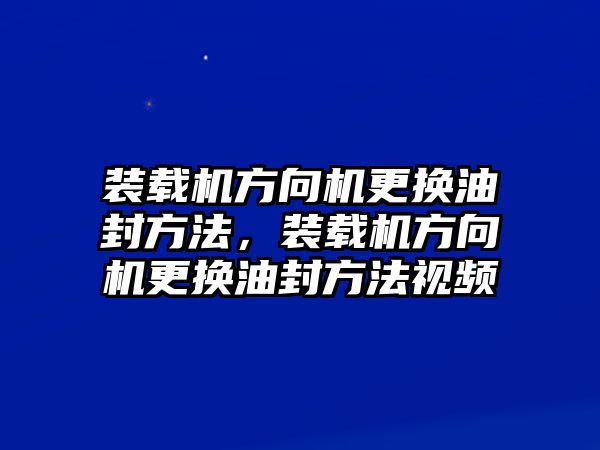 裝載機方向機更換油封方法，裝載機方向機更換油封方法視頻