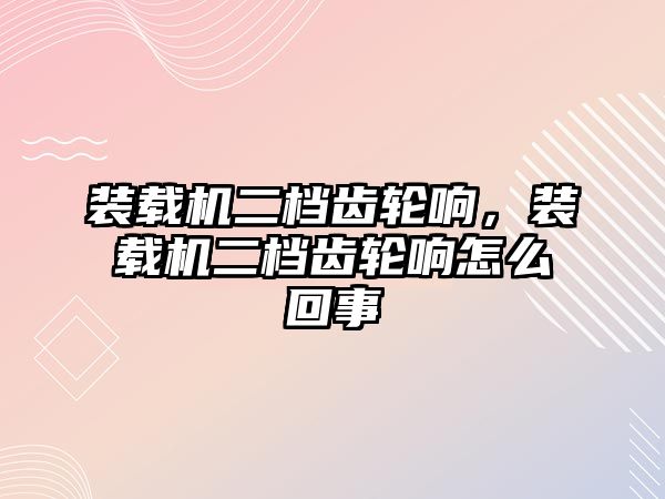 裝載機二檔齒輪響，裝載機二檔齒輪響怎么回事