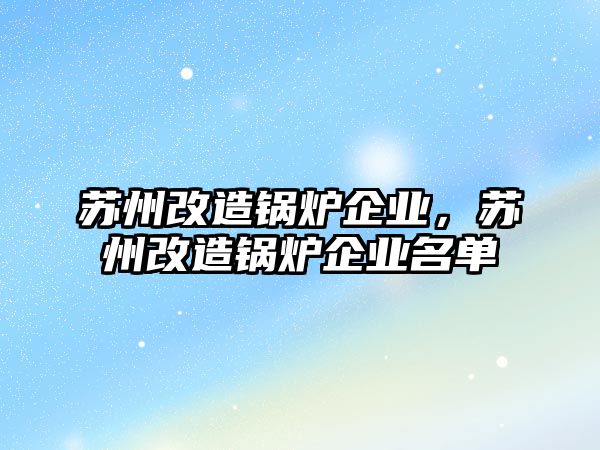 蘇州改造鍋爐企業，蘇州改造鍋爐企業名單