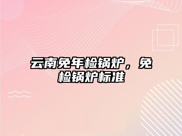 云南免年檢鍋爐，免檢鍋爐標準