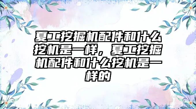 夏工挖掘機配件和什么挖機是一樣，夏工挖掘機配件和什么挖機是一樣的