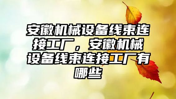 安徽機械設備線束連接工廠，安徽機械設備線束連接工廠有哪些