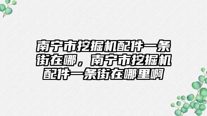 南寧市挖掘機配件一條街在哪，南寧市挖掘機配件一條街在哪里啊