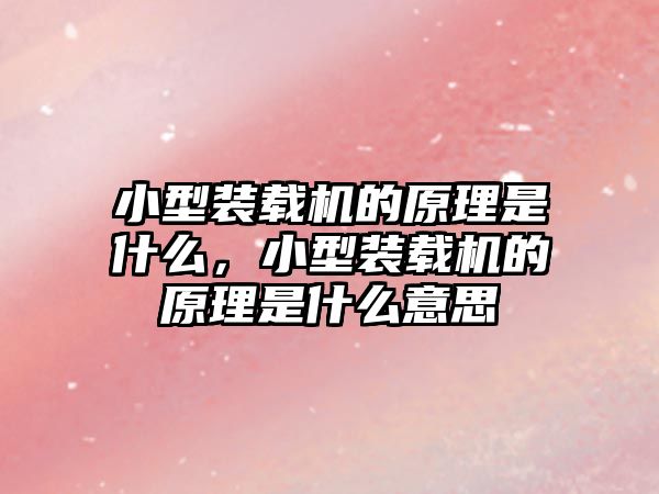 小型裝載機的原理是什么，小型裝載機的原理是什么意思