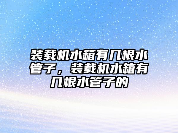 裝載機水箱有幾根水管子，裝載機水箱有幾根水管子的