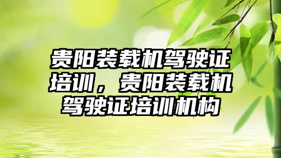 貴陽裝載機駕駛證培訓，貴陽裝載機駕駛證培訓機構