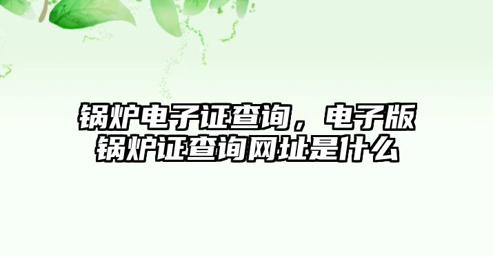 鍋爐電子證查詢，電子版鍋爐證查詢網址是什么