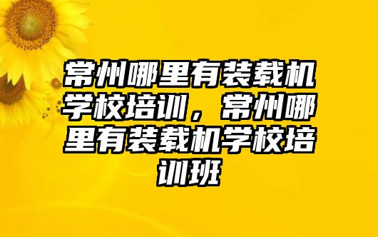 常州哪里有裝載機學校培訓，常州哪里有裝載機學校培訓班