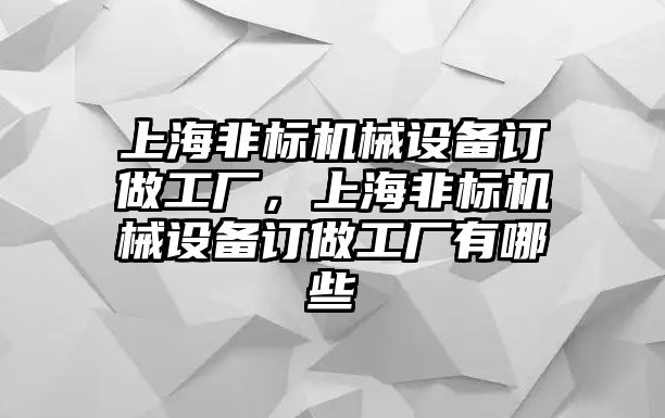 上海非標機械設備訂做工廠，上海非標機械設備訂做工廠有哪些